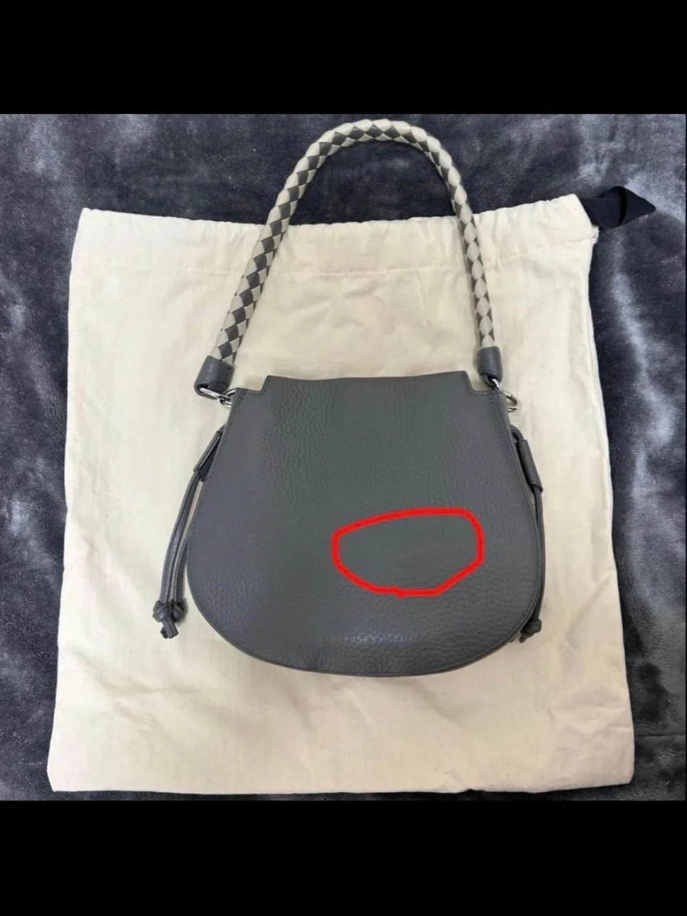 Mulberry Gray Braided-Strap Saddle Shoulder Bag